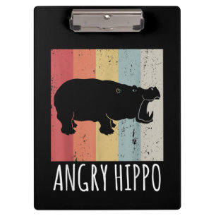 Retro Angry Hippo - Vintage Hippopotamus Clipboard