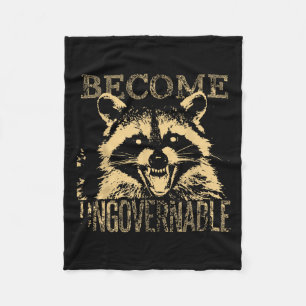 Retro Angry Racoon Become Ungovernable Trash Pand Fleece Blanket