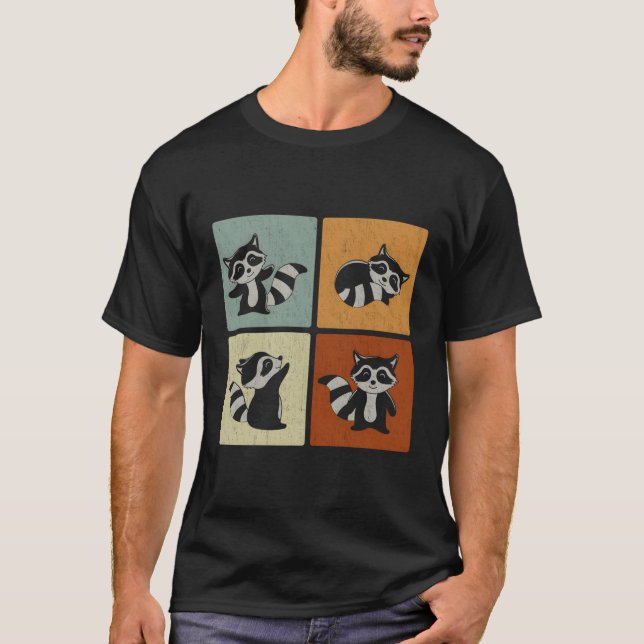 Retro Animal Racoon T-Shirt (Front)