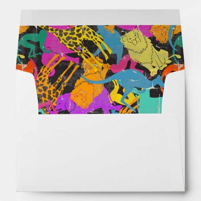 Retro Animal Silhouettes Pattern Envelopes (Back (Bottom))
