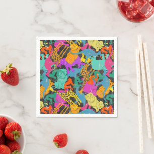 Retro Animal Silhouettes Pattern Napkin