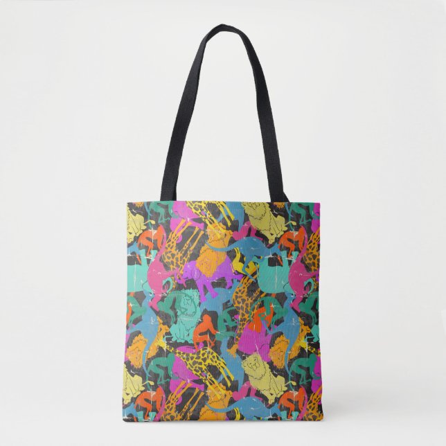 Retro Animal Silhouettes Pattern Tote Bag (Front)