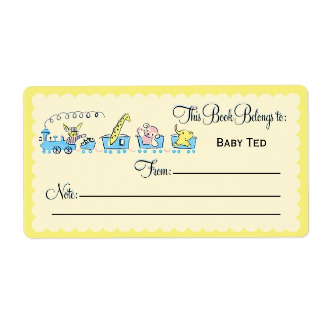 Retro Animal Train Bookplate (Front)