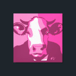 Retro Animal Wall Pop Art Pink Cow Portrait Canvas Print<br><div class="desc">This poppy retro pop-art inspired art piece has our classic cow headshot in pink camo. It's vegan to the core and a shout out to our bovine buddies. This hand drawn design by Armagarden uses modern colours to pop off any colour wall you throw it on! Visit our blog at...</div>