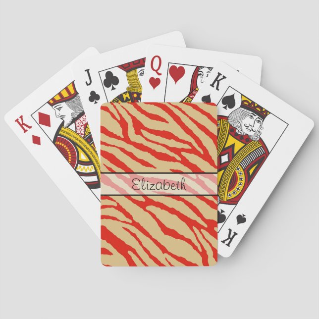 Retro animal zebra print 15 playing cards (Back)