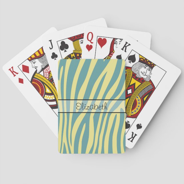 Retro animal zebra print 4 playing cards (Back)