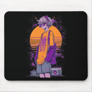 Retro Anime Gamer Boy Mouse Pad