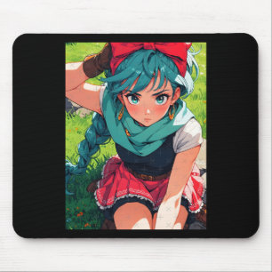 Retro Anime Girl Fantasy Adventurer Brave Explorer Mouse Pad