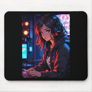 Retro Anime Girl Gamer Cyberpunk Streaming Setup S Mouse Pad