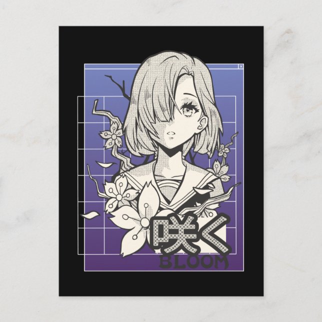 Retro Anime Girl Otaku Manga Comic Teen Japanese Postcard (Front)