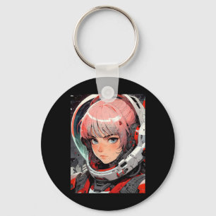 Retro Anime Space Pilot Girl Futuristic Scifi Adve Key Ring