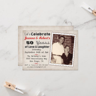 Retro Anniversary Party Invitation with photo