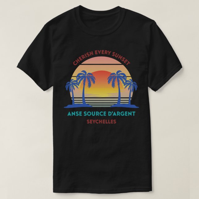 Retro Anse Source DArgent Beach Cherish Every Suns T-Shirt (Design Front)