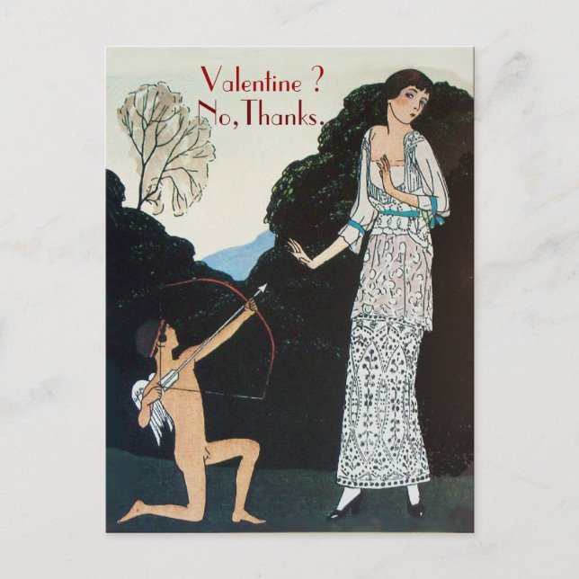 RETRO ANTI VALENTINE'S DAY  RED WAX SEAL MONOGRAM HOLIDAY POSTCARD (Front)