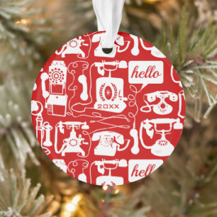 Retro  Any Colour Telephone Pattern Ornament