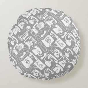 Retro Any Colour Telephone Pattern Round Cushion
