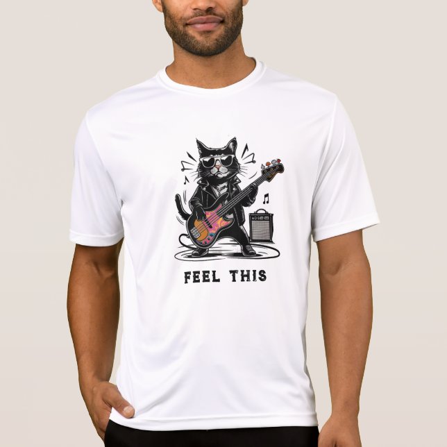 *~* Retro AP91 Bass Guitar Music Cat Player T-Shirt (Front)