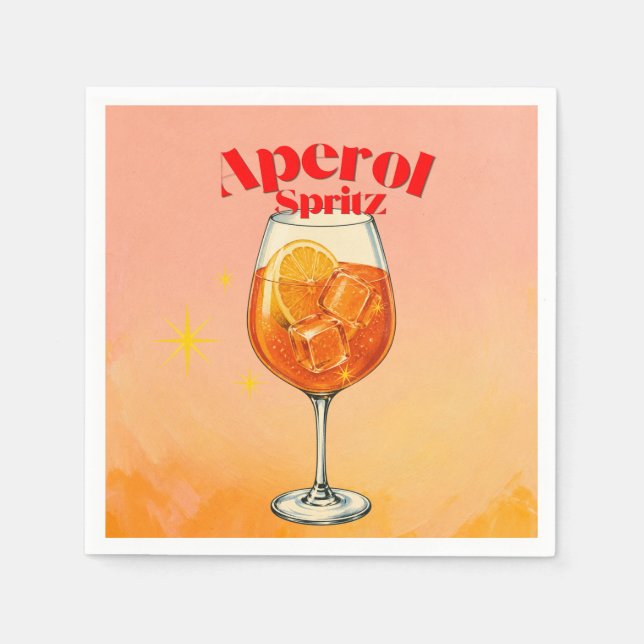 Retro Aperol Spritz Cocktail Party  Napkin (Front)