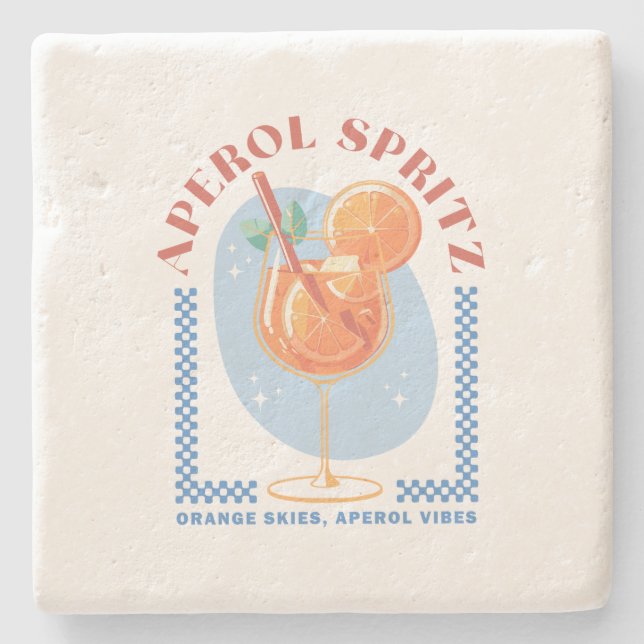 Retro Aperol Spritz Summer Cocktail Vibe Stone Coaster (Front)