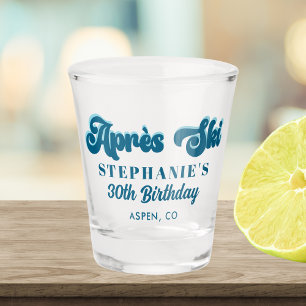 Retro Apres Ski Winter Custom Birthday Party Shot Glass