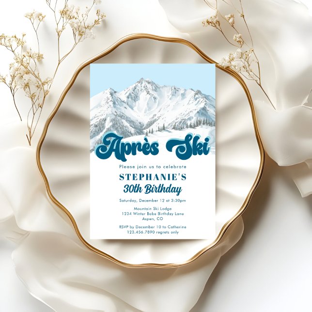 Retro Apres Ski Winter Mountain Birthday Party Invitation (Creator Uploaded)