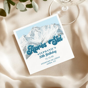 Retro Apres Ski Winter Mountain Birthday Party Napkin