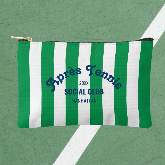 Retro Après Tennis Social Club Green Stripe  Accessory Pouch (Creator Uploaded)