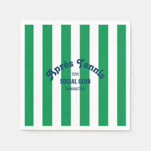 Retro Après Tennis Social Club Green Stripe  Napkin