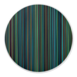 Retro aqua blue brown green stripe drawer pull