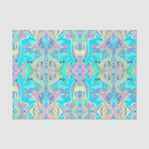 Retro Aqua Blue Liquid Art on Abstract Hydrangeas Tissue Paper