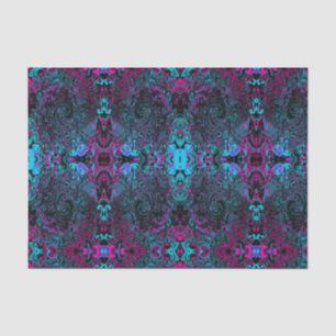 Retro Aqua Magenta and Black Abstract Swirl Tissue Paper