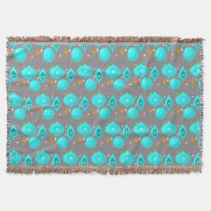 Retro Aqua Ornaments Throw Blanket