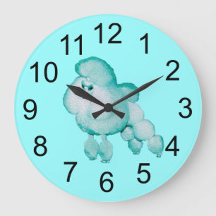 Retro Aqua Poodle Wall Clock