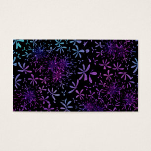 Retro Aqua Purple Floral Blossoms