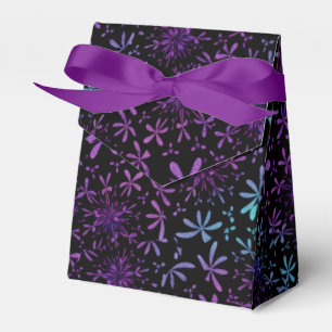 Retro Aqua Purple Floral Blossoms Favour Box