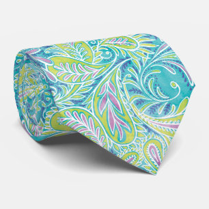 Retro Aqua Turquoise Paisley Pattern Tie
