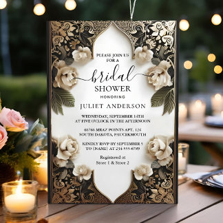 Retro Arabic Exotic Bold Damask Bridal Shower Invitation