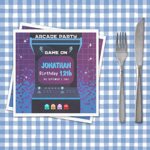 Retro Arcade Birthday Party   Game On Design Napkin