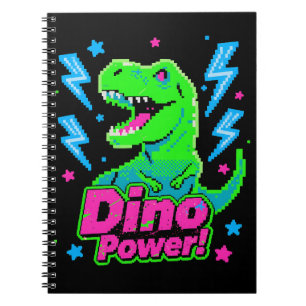 Retro Arcade Dino Power Pixel T-Rex Notebook