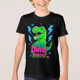 Retro Arcade Dino Power Pixel T-Rex Tri-Blend Shirt
