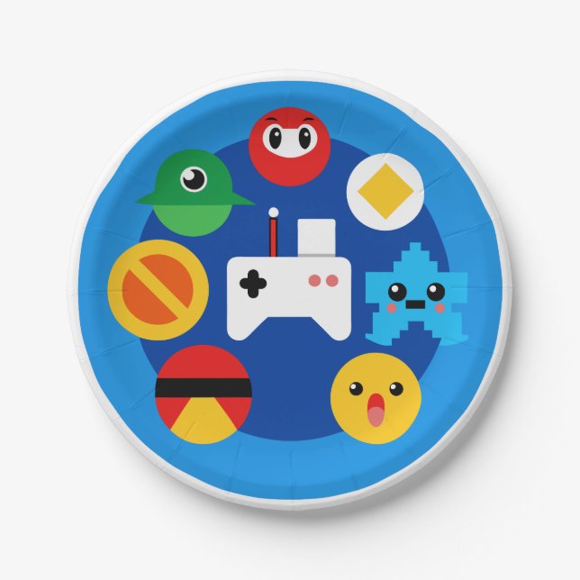Retro Arcade Fun Paper Plate (Front)