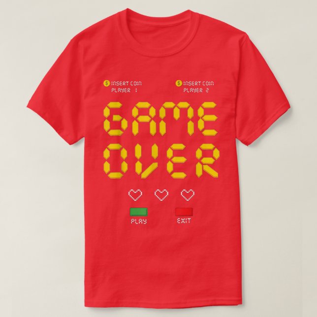 Retro Arcade Game Over Graphic Tee Unise Adults Ki (Design Front)