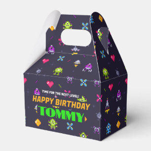 Retro Arcade Game Pattern Birthday Party Favour Box