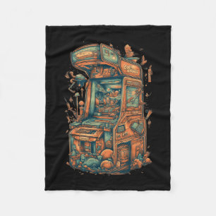 Retro Arcade Gamer Clic Gaming Arcade Machine  Fleece Blanket