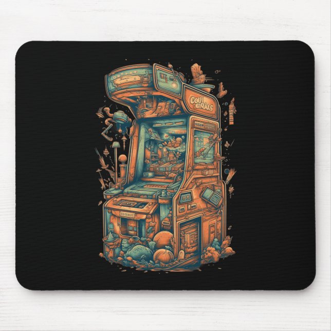 Retro Arcade Gamer Clic Gaming Arcade Machine  Mouse Pad (Front)