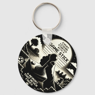Retro Arcade Joystick Gamer Quote Art Key Ring