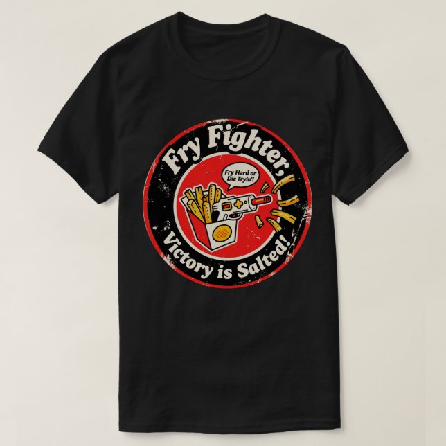 Retro Arcade Light Gun & French Fries Design T-Shirt (Design Front)