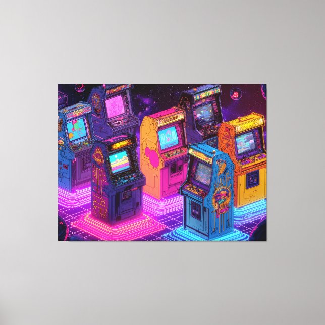 Retro Arcade Machines Canvas Print (Front)