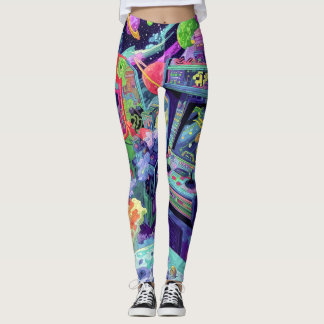 Retro Arcade Machines in Space Leggings