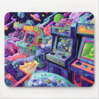 Retro Arcade Machines in Space Mouse Pad